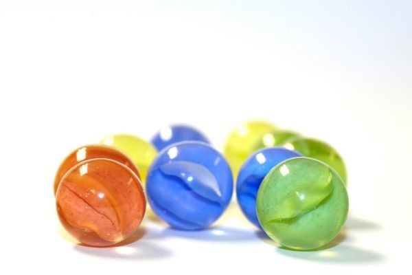 marbles on a white surface