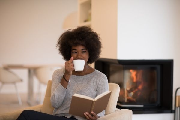 holiday wellness, woman drinking coffee