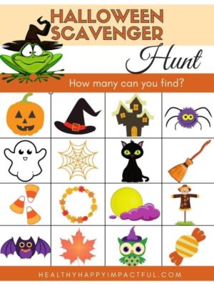 Free printable Halloween scavenger hunt ideas for small kids at home or library