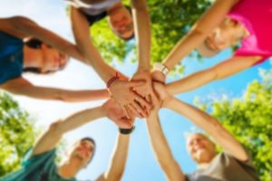 family bonding activities group of hands, for adults and kids