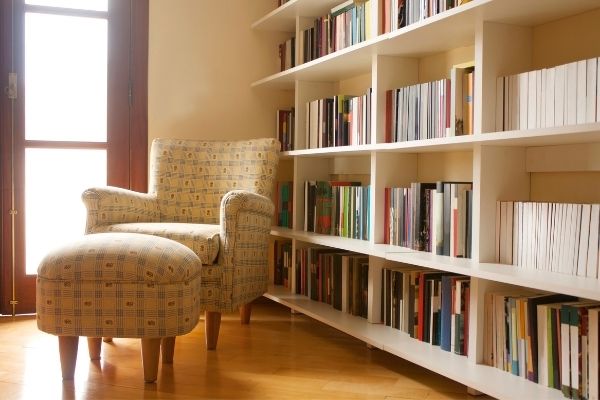 home library full of books