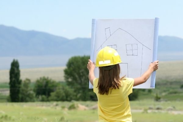easy thought of the day ideas quotes for kids: girl holding house and wearing hard hat in the morning