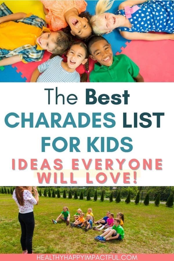 charades ideas list for kids pin
