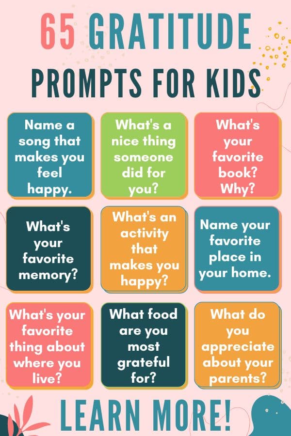 best gratitude journal prompts for kids, elementary students, middle school, and high school students