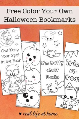 Halloween bookmarks to color: kids Halloween bucket list ideas and activities