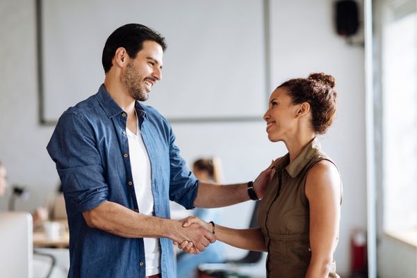 two people meeting