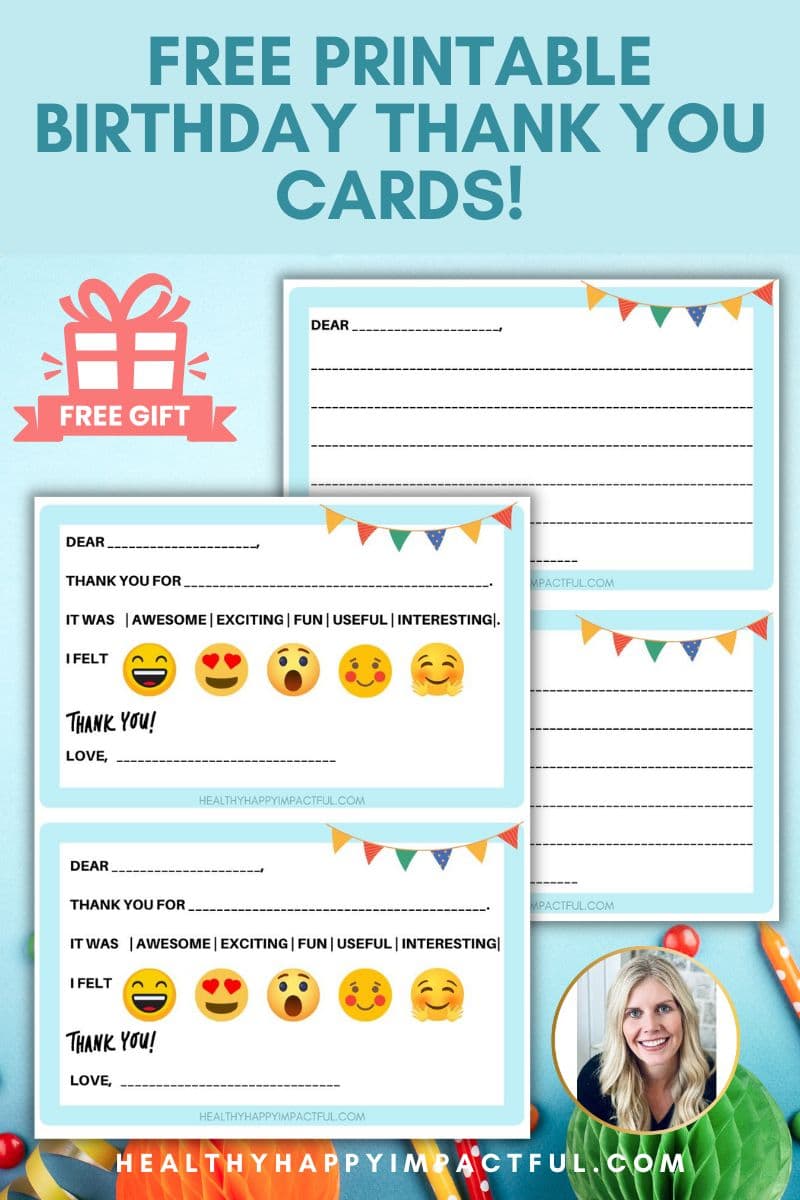 thank you for coming to my birthday party printable: birthday thank you note