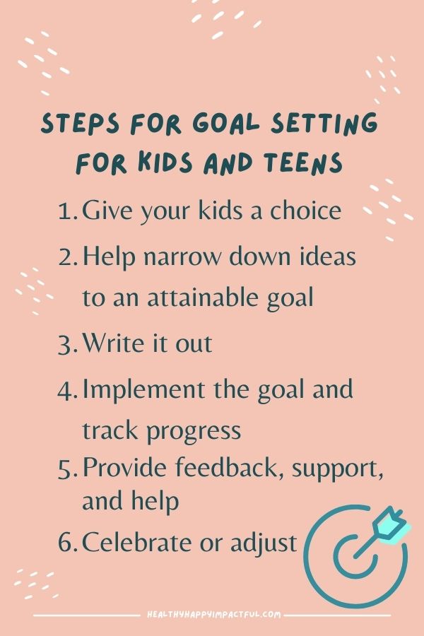 steps for kids goal setting pin