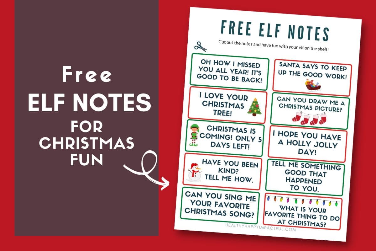 daily Elf on the shelf pdf small notes printable template