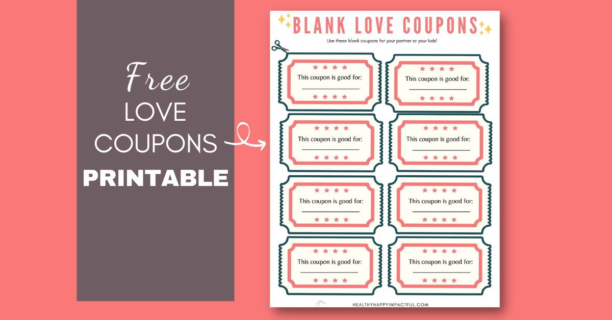 Free Printable Love Coupons Template Instant DIY Gift 