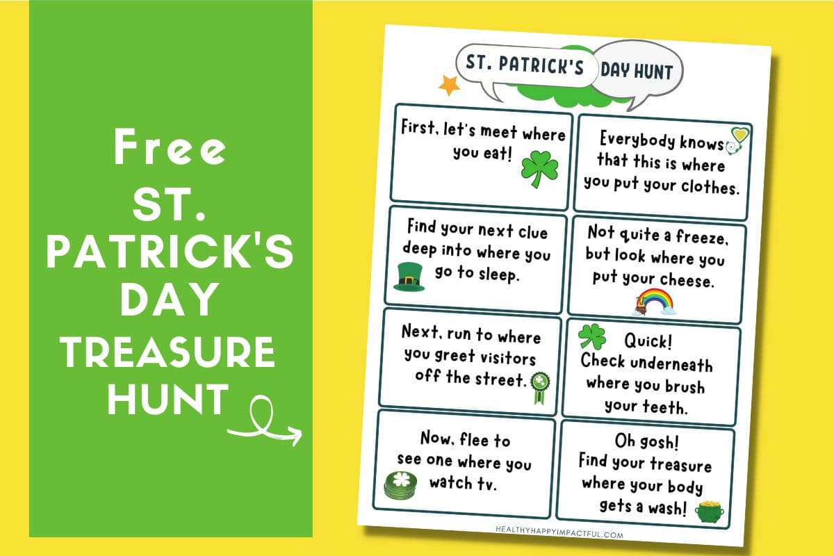 St. Patrick's Day scavenger hunt for kids: great spring activity pdf free printable