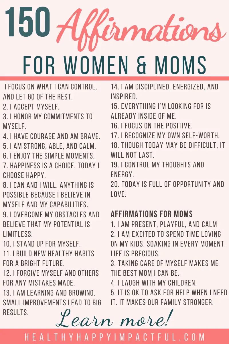 positive morning affirmations for women list pin