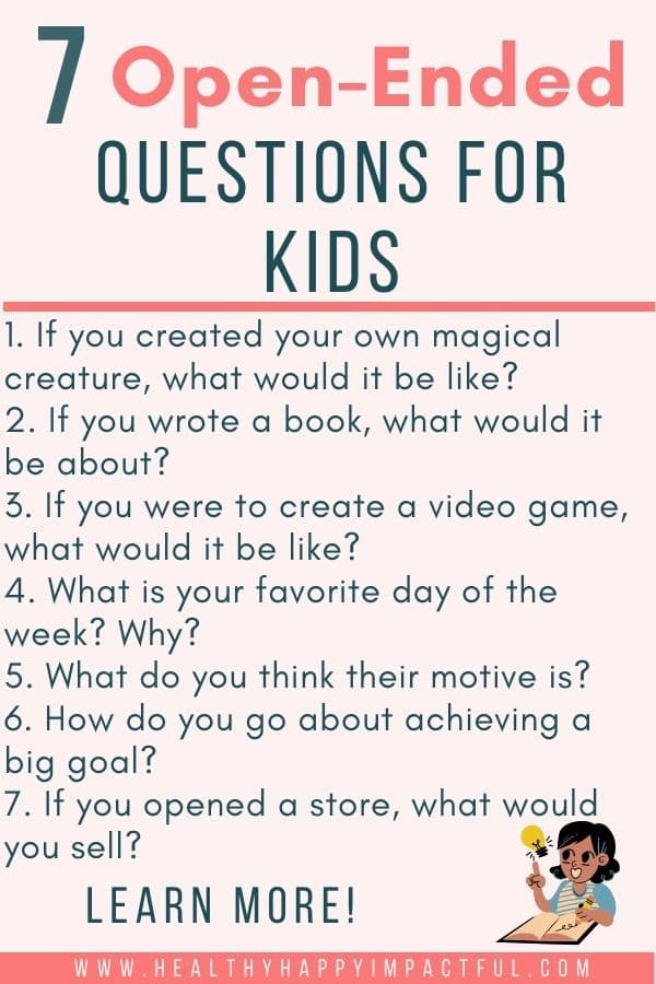 list of open ended questions examples for kids, students, and teens