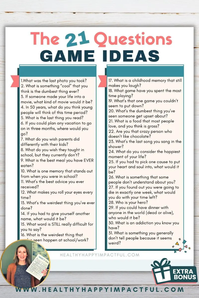 21 questions game for friends pdf printable