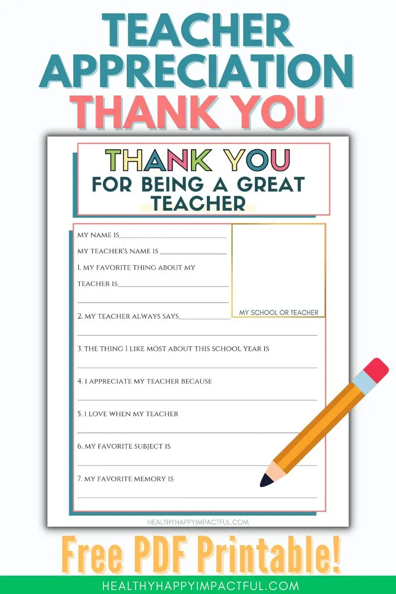 words to thank a teacher pin for the free printable