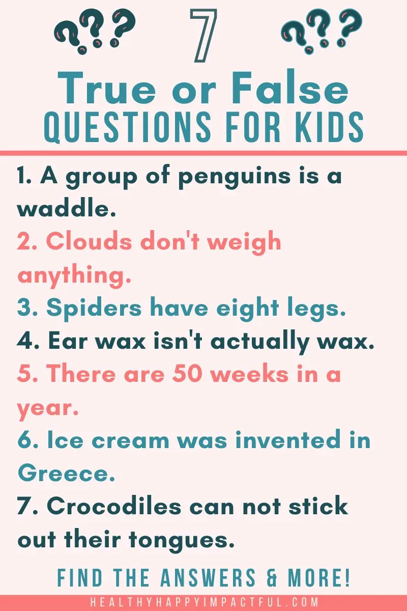 funny and easy true or false questions list for kids pin find the answers