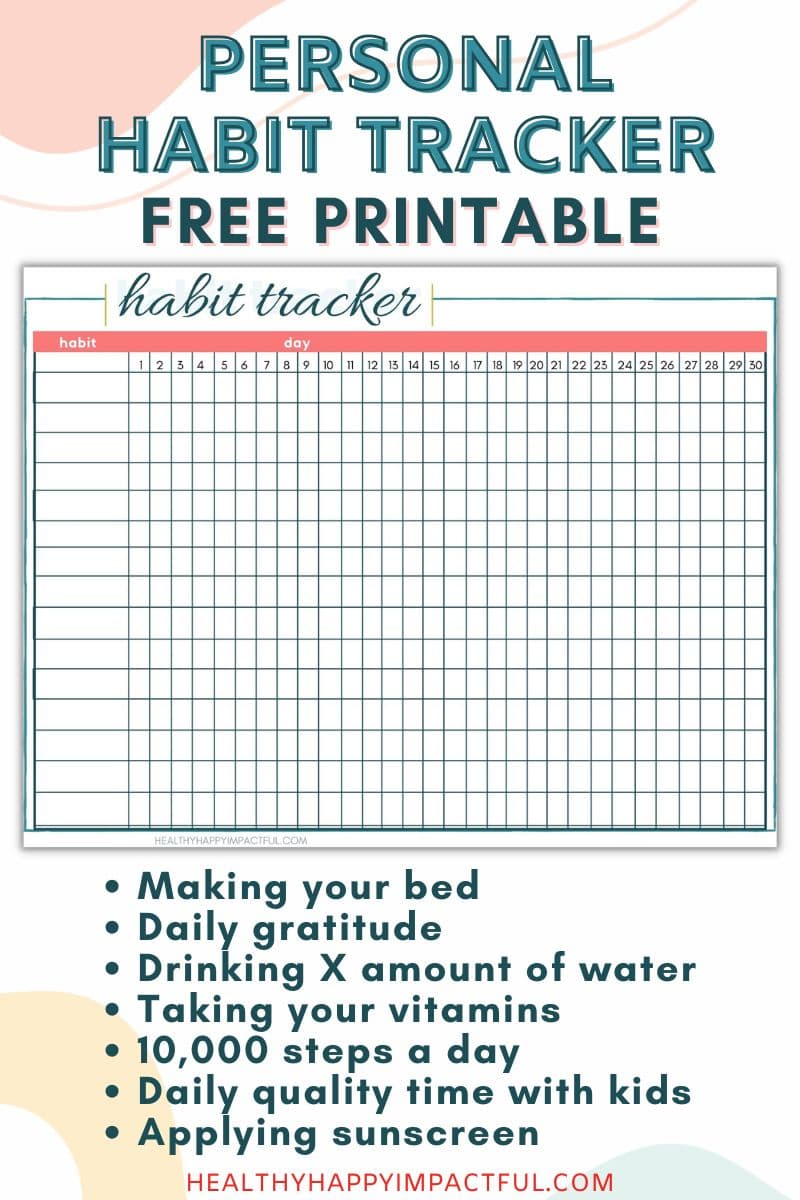 list of great habit ideas and free habit tracker printable template