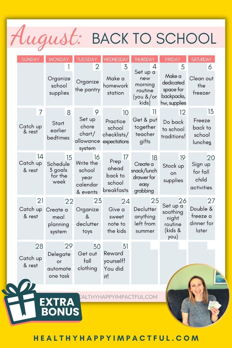 august back to school organization calendar pdf printable