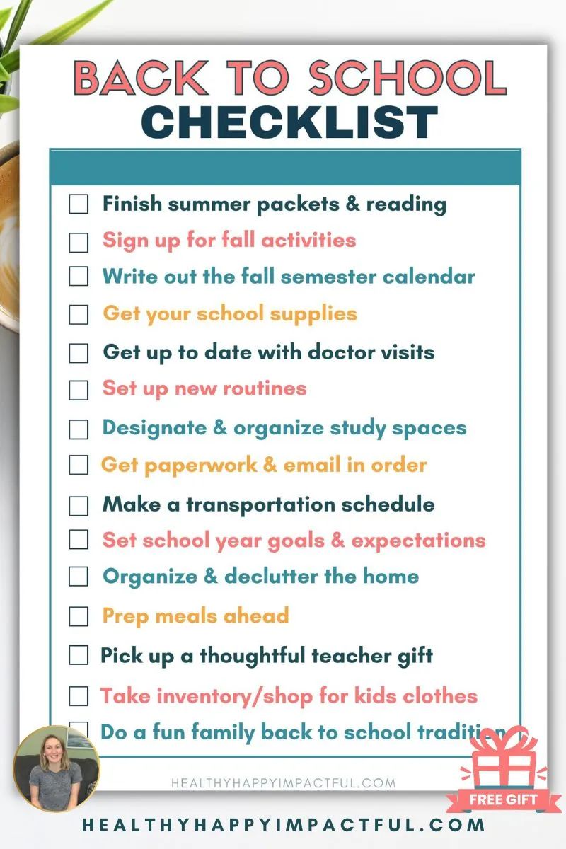 free back to school checklist for parents pdf printable