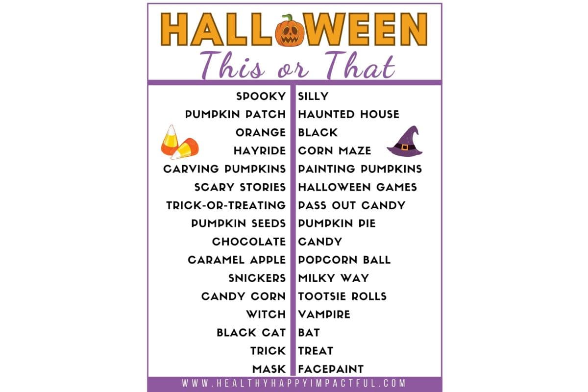 Halloween this or that game questions printable; pdf