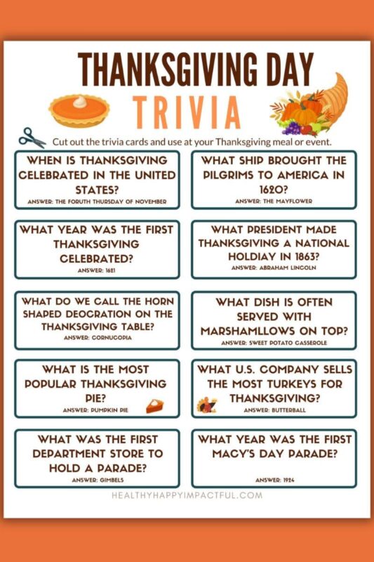 Thanksgiving trivia cards