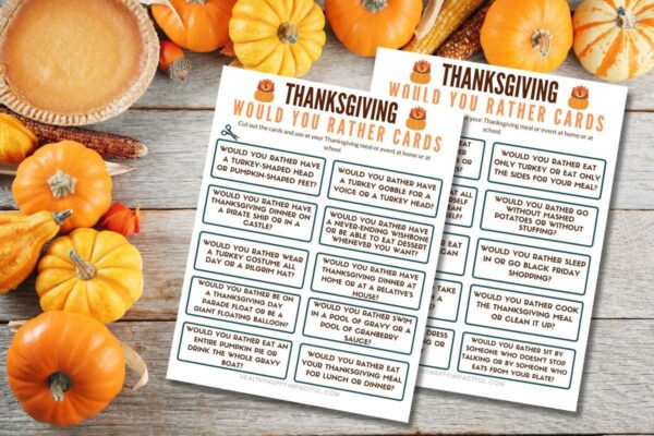 featured image; Thanksgiving would you rather questions; pdf