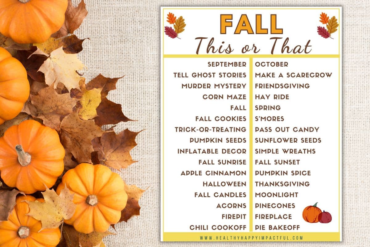 Fall Themed Would You Rather Questions for Kids