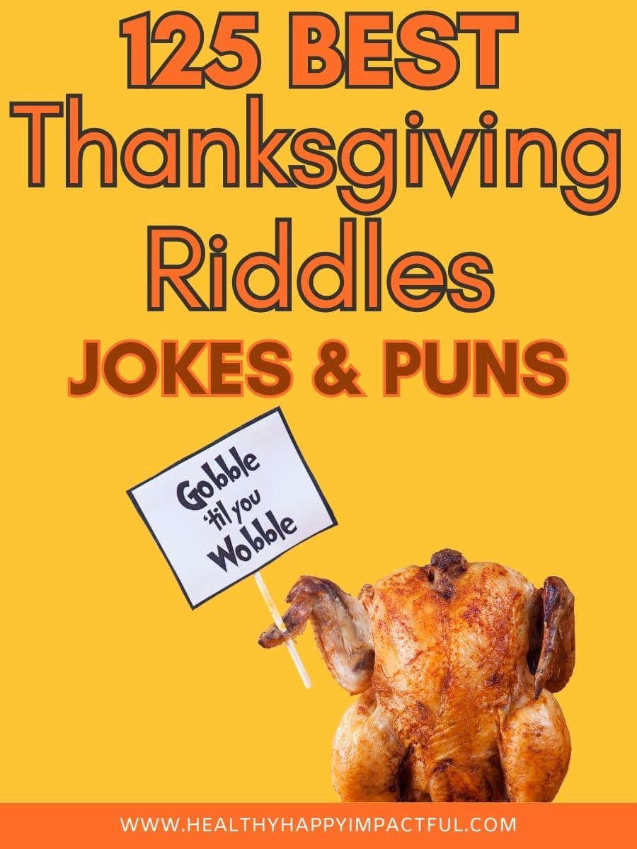 title pin; Thanksgiving riddles and jokes for kids and adults