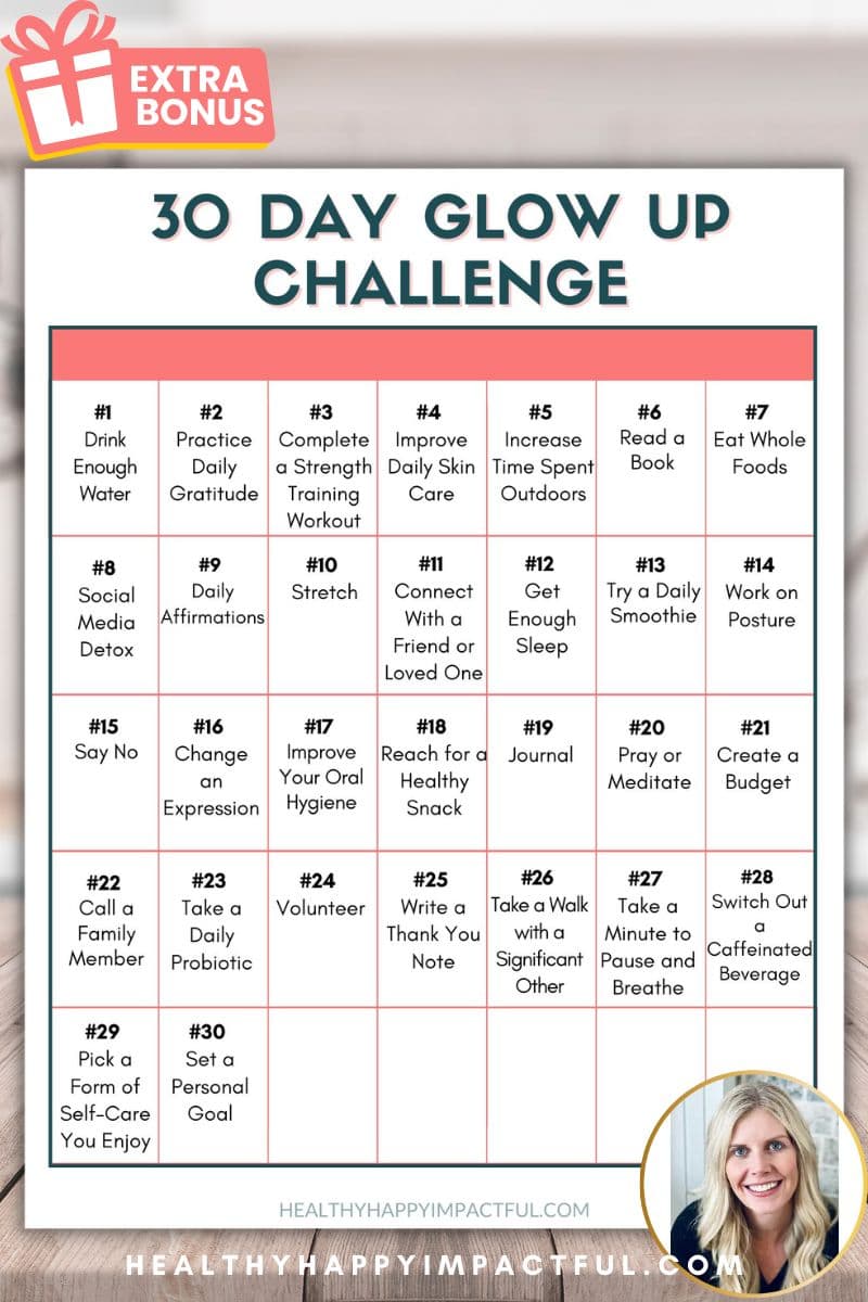 30 day glow up challenge plan free printable pdf of healthy habits