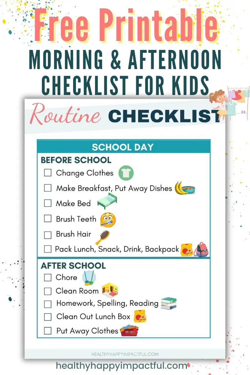 morning routine checklist list pdf printable for kids