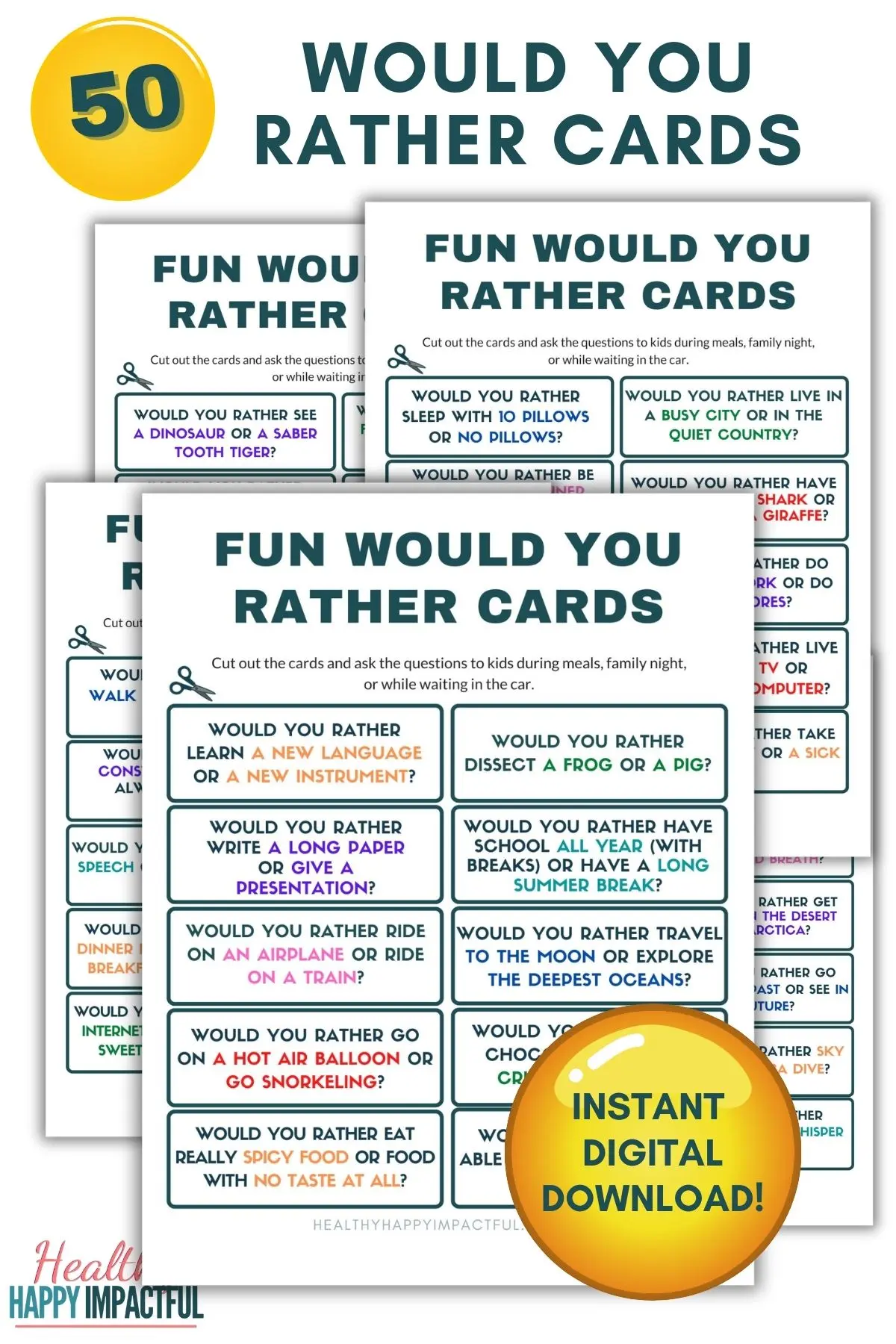 would you rather printable cards