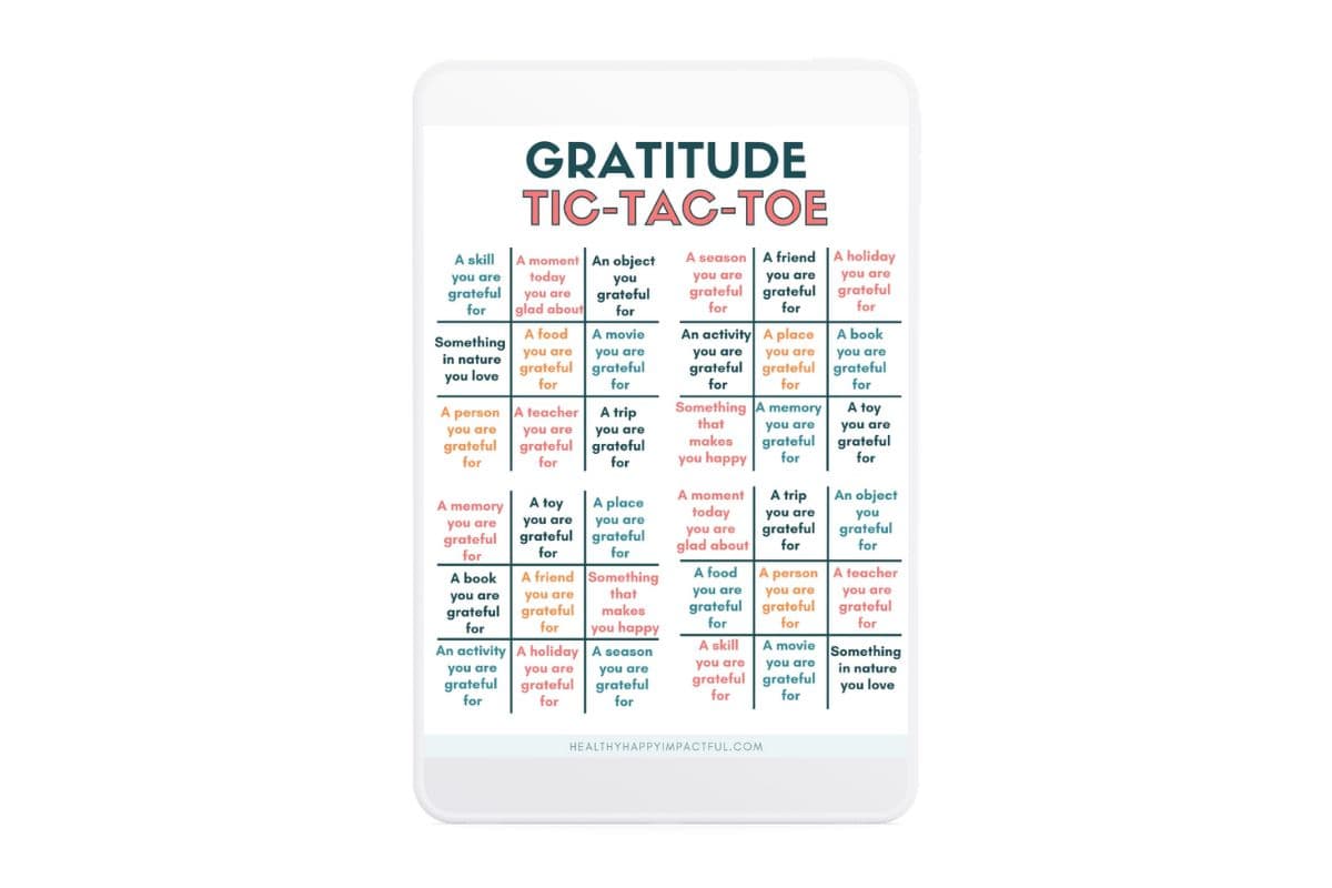 gratitude tic-tac-toe; games