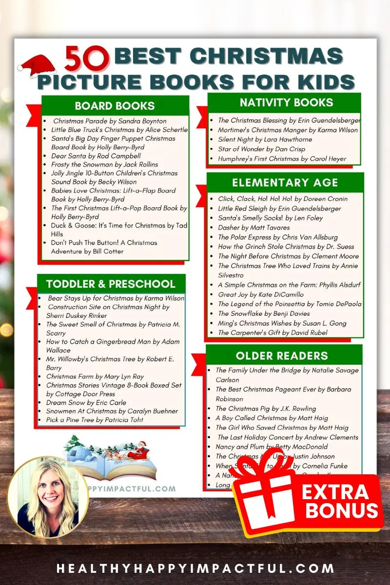 holiday picture books free printable; christmas