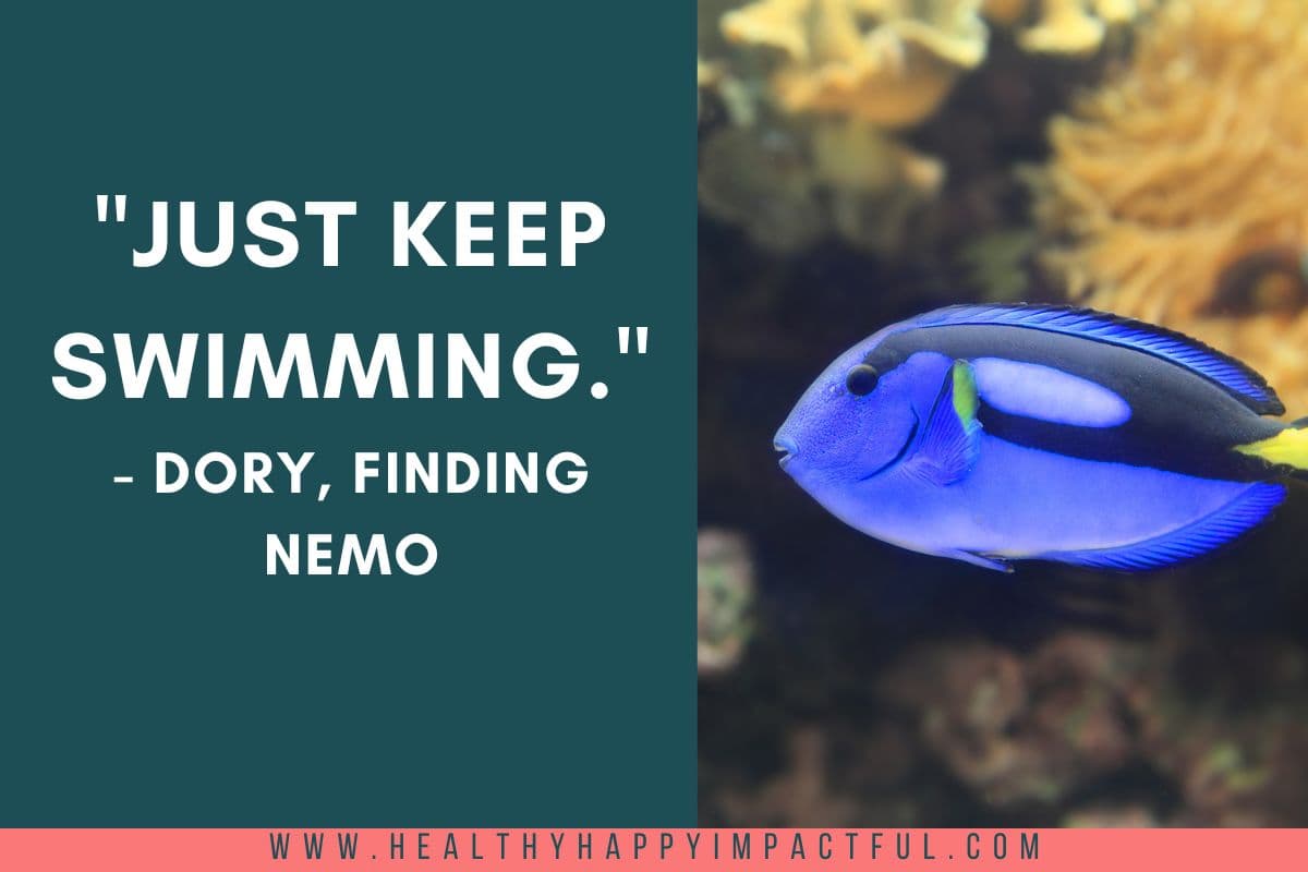 motivational and funny quote of the day for kids, keep swimming