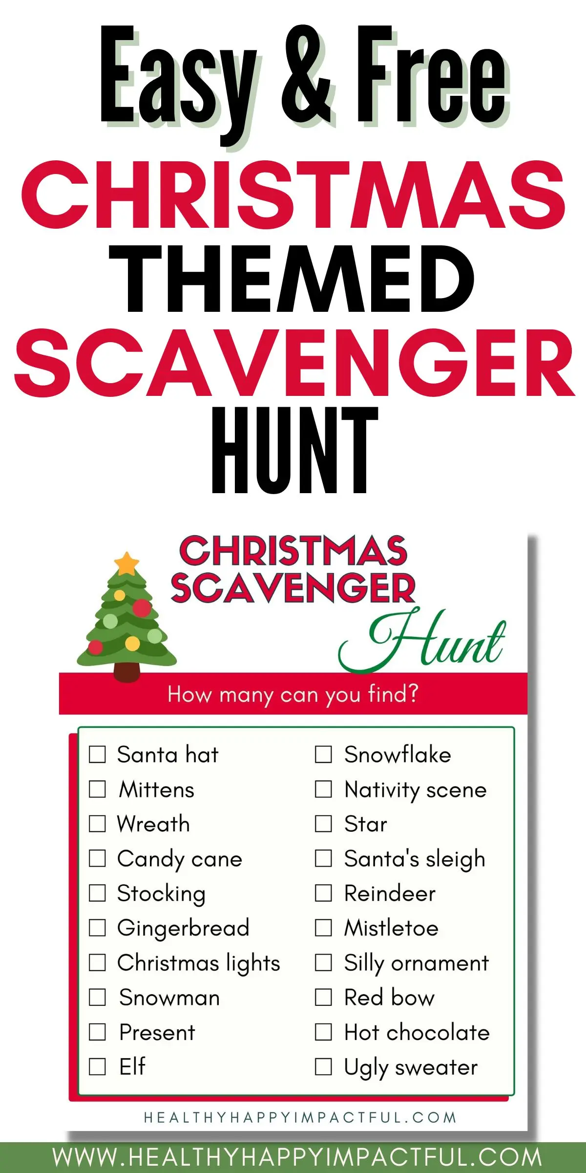 Christmas scavenger hunt printable for kids pin; lights; ideas