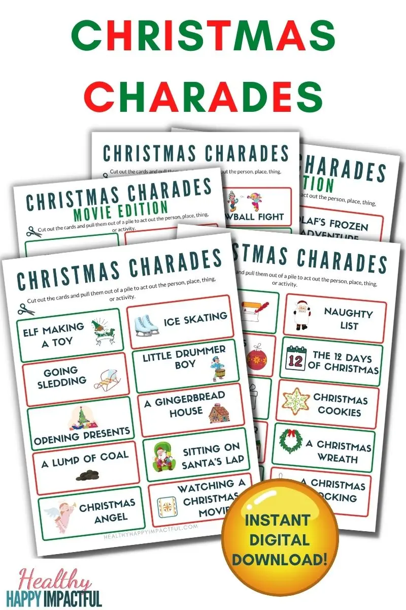 Christmas charades game printable pack