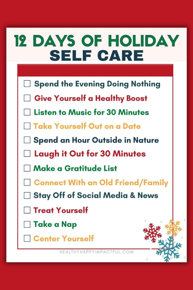 Christmas self care challenge 12 days wellness in December