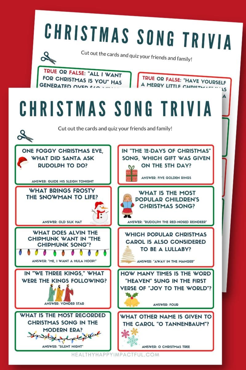 Christmas song trivia cards pdf printable