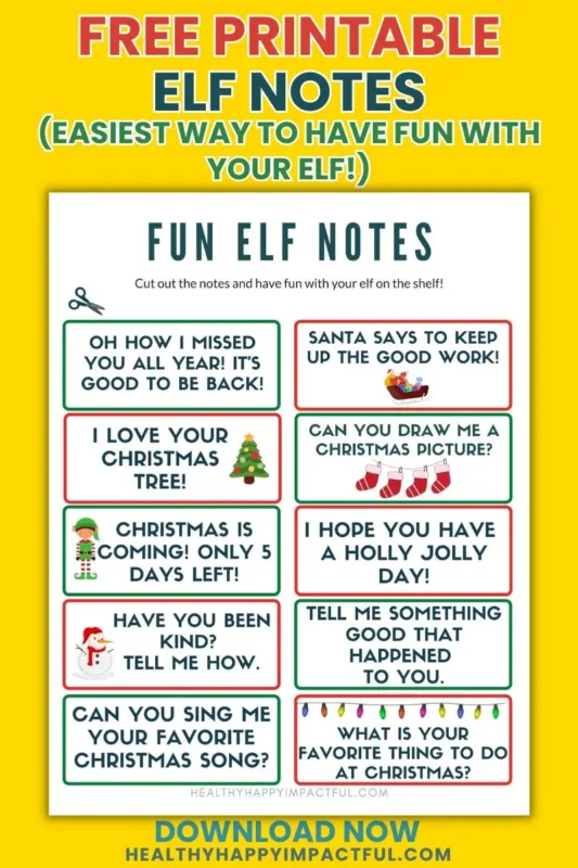 cute free elf on the shelf notes, messages, and letters