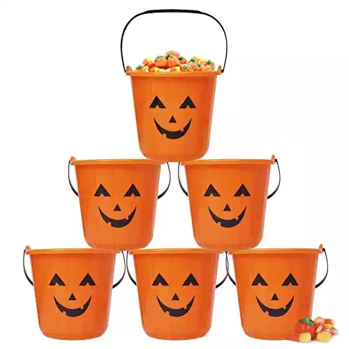 Zcaukya Halloween Pumpkin Trick Treat Bucket, 6 Pack Halloween Pumpkin Candy Bucket, Trick Treat Bucket, Portable Plastic Candy Pumpkin Pails