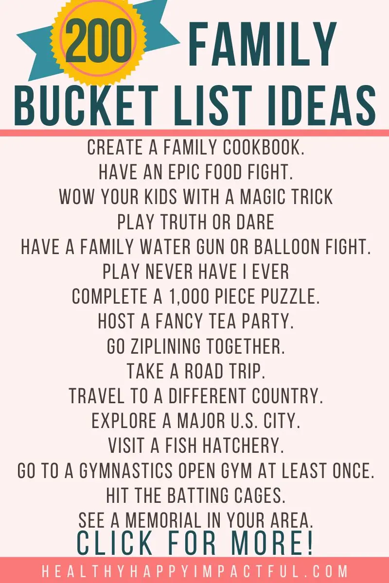 family bucket list ideas and adventures, fun things to do