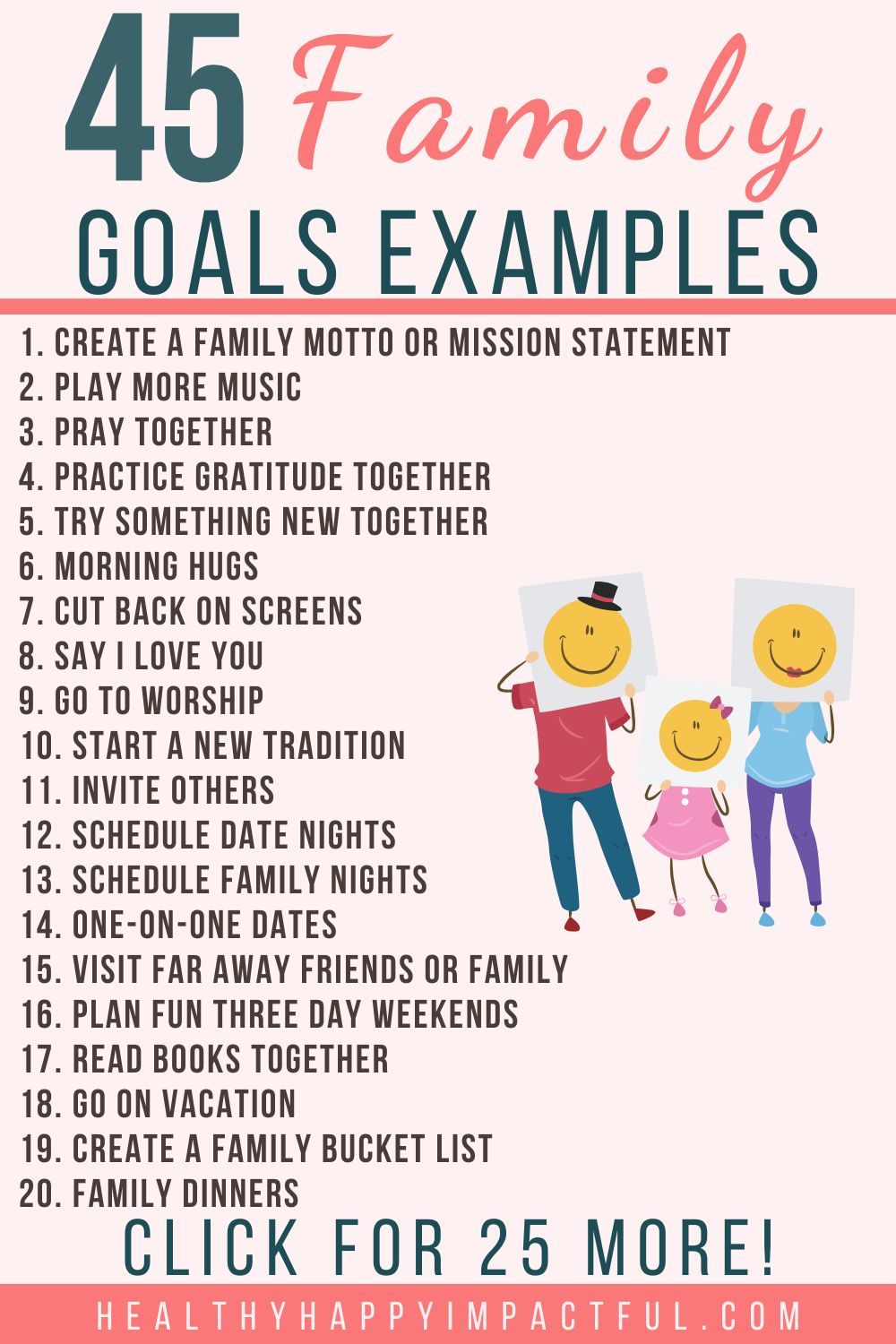 SMART family goals examples and ideas list for kids and students