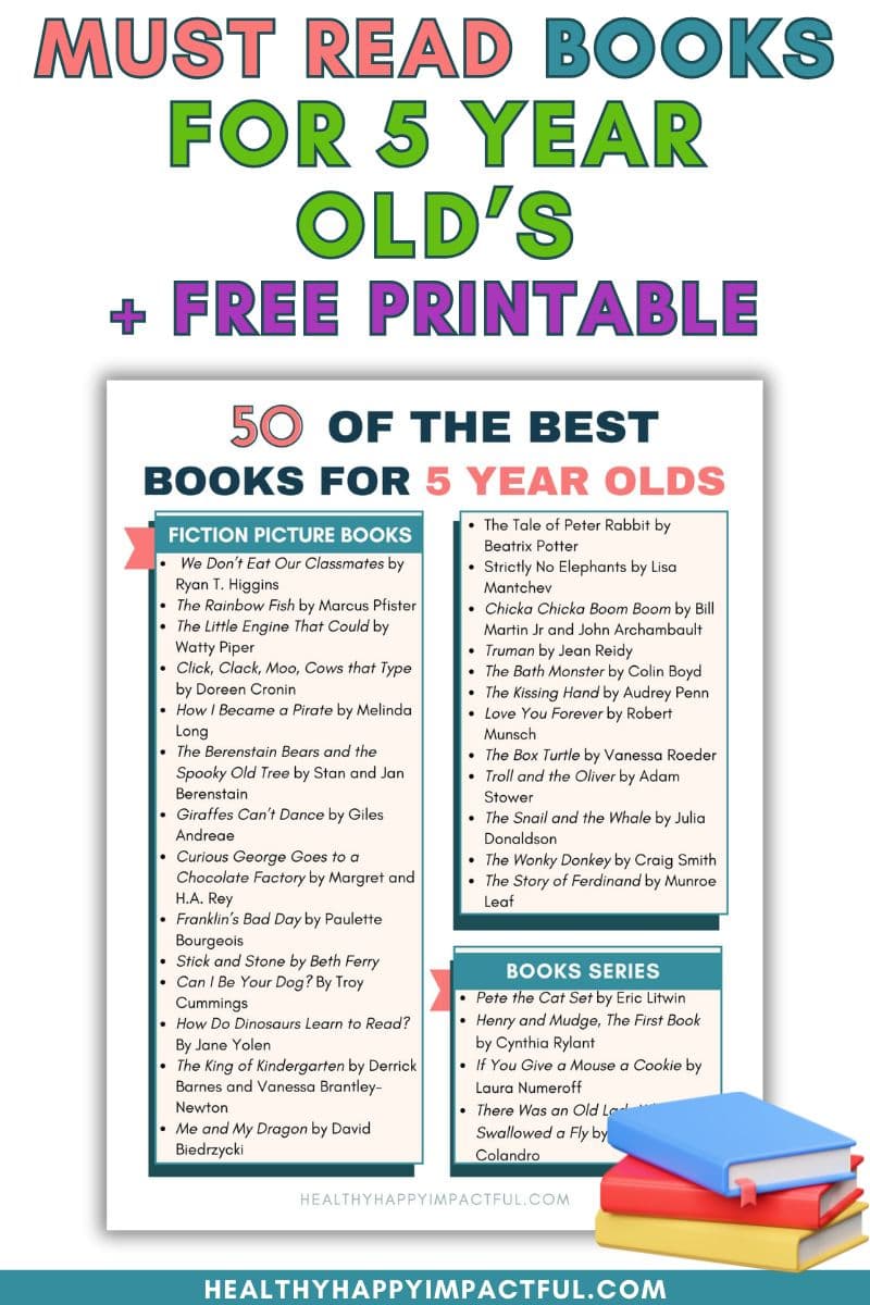 free printable pdf of books to read list for five year olds