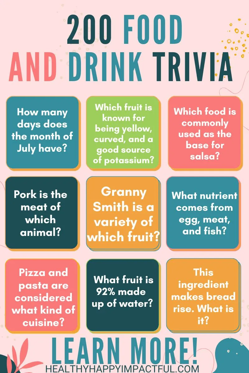 200 food and drink trivia quiz questions to ask