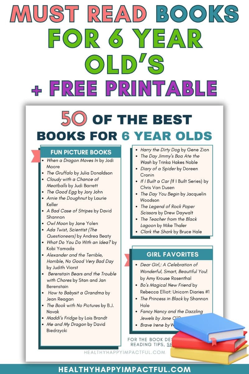 best 6 year old book list pdf printable