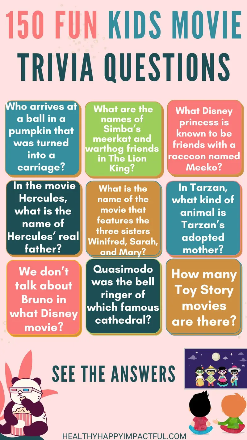 kids movie trivia questions with Disney, Pixar for kids, fun facts