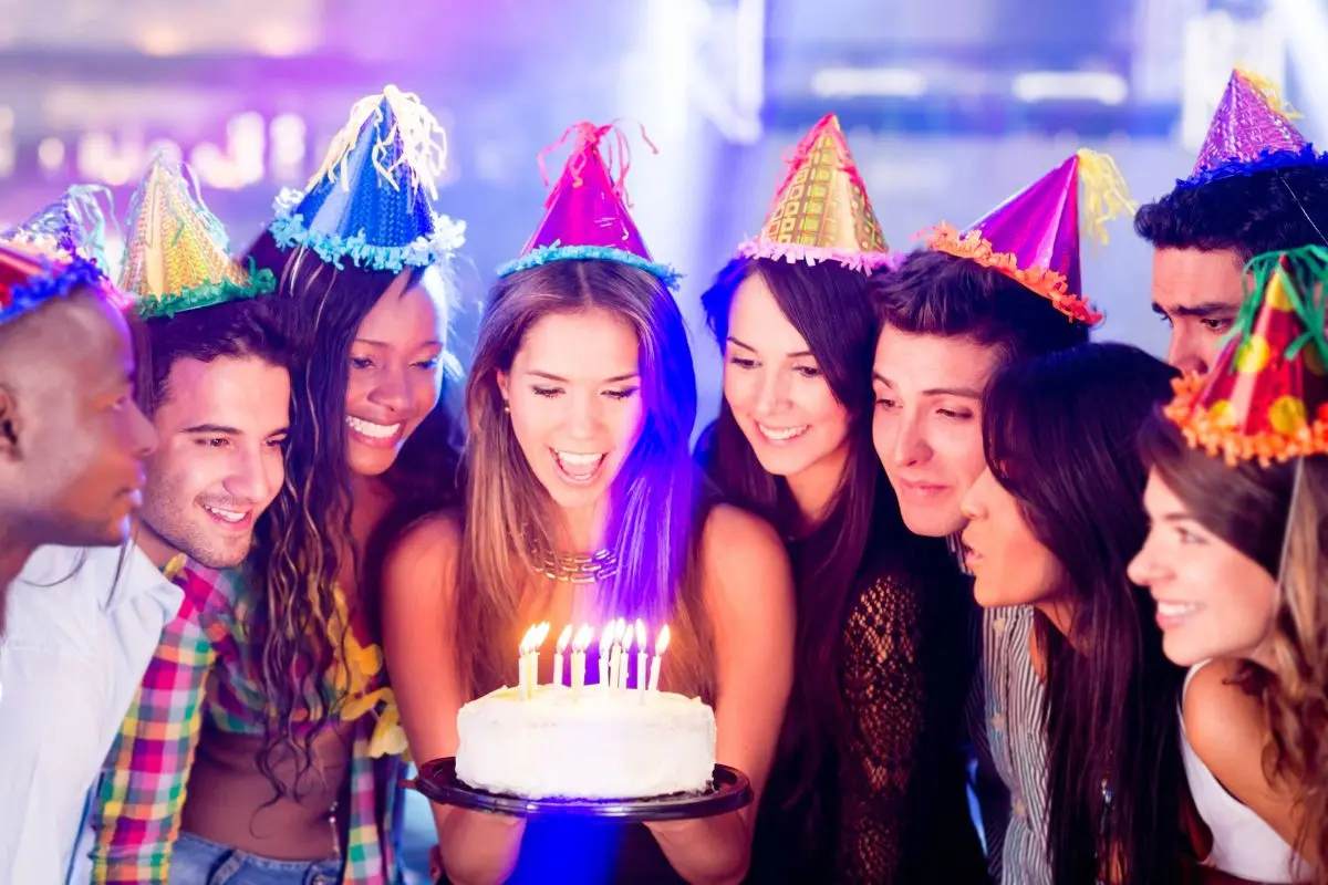 celebrating with cake