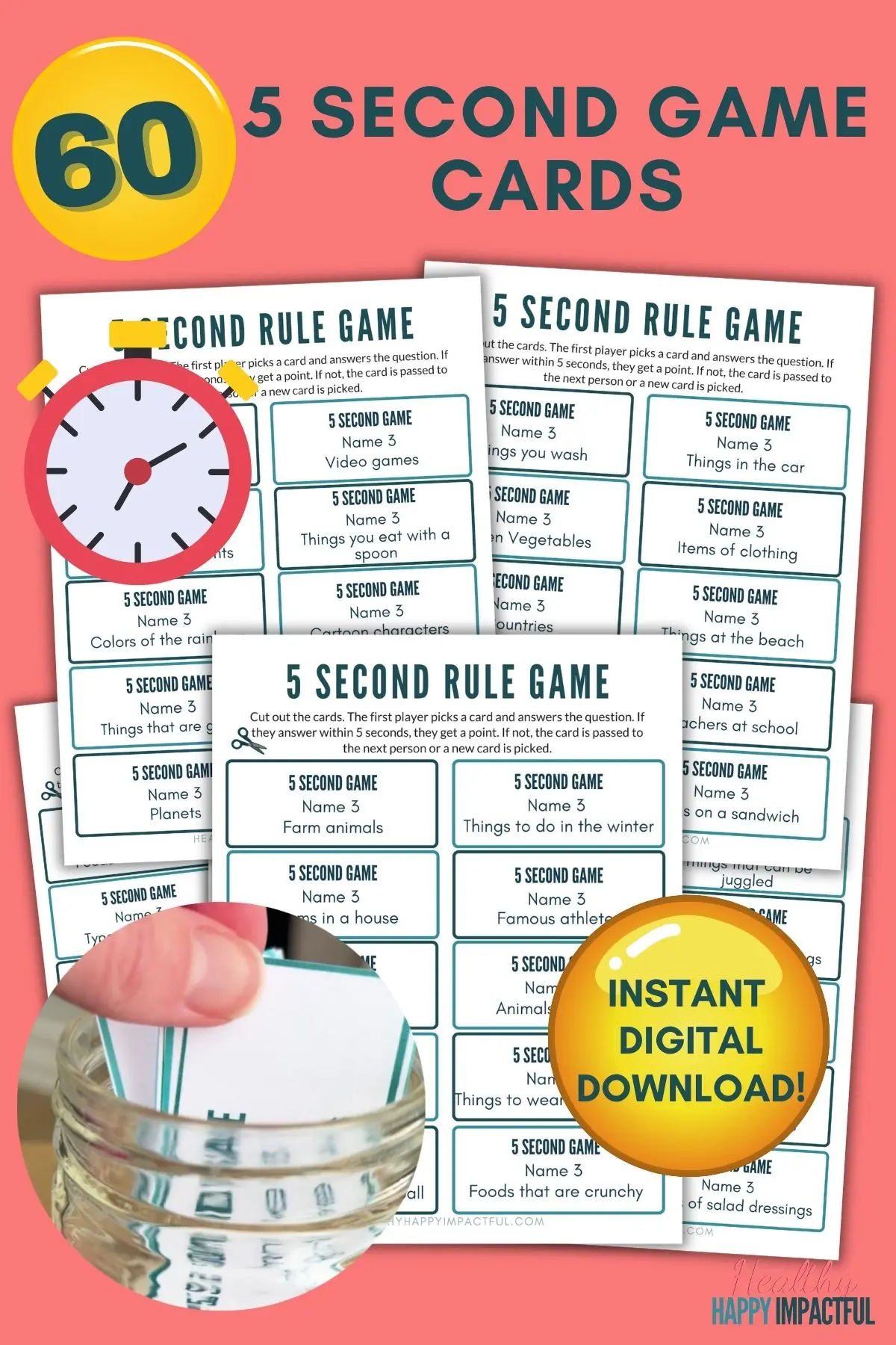 5 second rule game cards printable pdf
