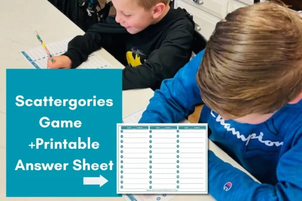 featured image; scattergories categories for kids game