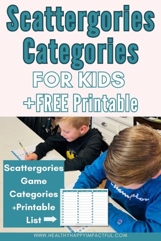 title pin; scattergories categories lists for kids; free printable